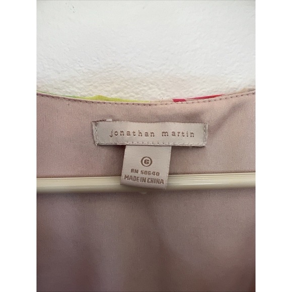 Jonathan Martin Dress Women Size 6 Floral Ruffle Deep V Neck Tie Waist - Picture 5 of 9